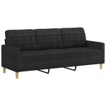 vidaXL Canapé à 3 places avec repose-pieds Noir 180 cm Tissu