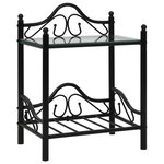 vidaXL Tables de chevet 2 Pièces Acier et verre trempé 45x30 5x60 cm Noir