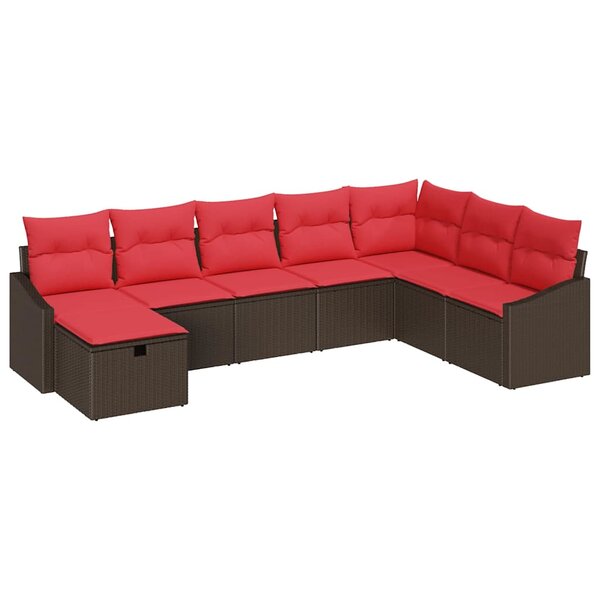 vidaXL Ensemble de canapé de jardin 8 Pièces Marron Poly rotin