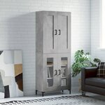 vidaXL Buffet haut Gris béton 69 5x34x180 cm Bois d'ingénierie