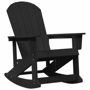 vidaXL Chaise berçante Adirondack noire  dimensions 73 5 x 92 x 90 cm en HDPE.