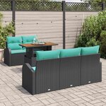 vidaXL Ensemble de canapé de jardin 6 Pièces Noir Poly rotin