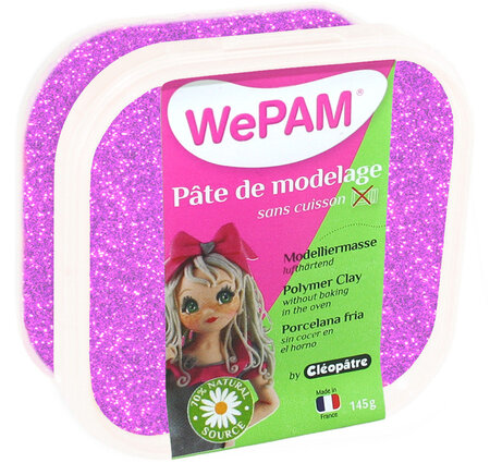 Porcelaine froide à modeler wepam 145 g pailleté violet néon