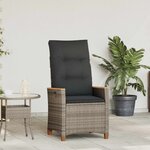 vidaXL Chaise de jardin inclinable Gris et Gris foncé polyrotin