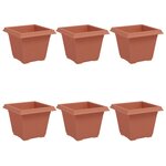 vidaXL Pot de Fleurs Carré 6 pc Rouge brique 33 x 33 x 26 cm Plastique