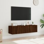 vidaXL Meubles TV muraux lumières LED 2 Pièces chêne marron 60x35x31 cm