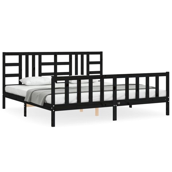 vidaXL Cadre de lit sans matelas noir 200x200 cm bois massif de pin