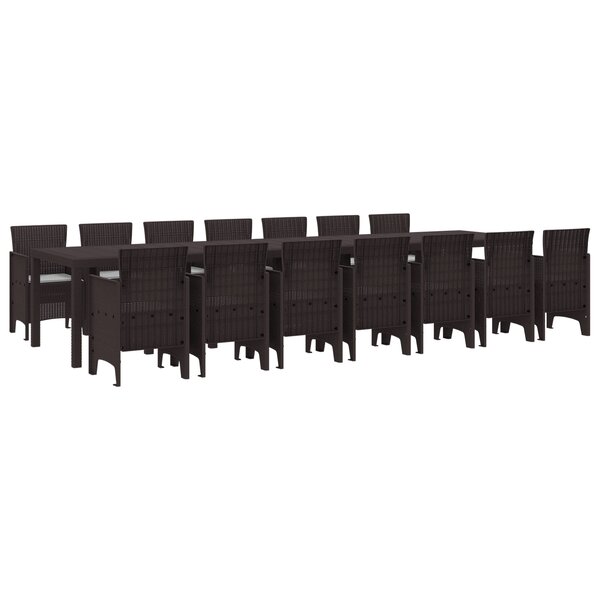 vidaXL Ensemble de salle à manger de jardin 15 Pièces Marron Large