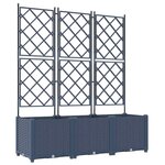 vidaXL Bac à fleurs avec Treillis 3 Pièces Gris 120 x 40 x 143 cm PP