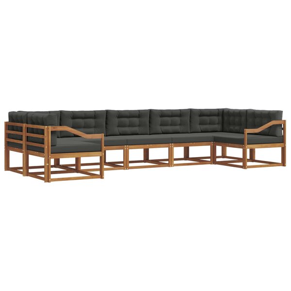 vidaXL Ensemble de canapés d'extérieur 7 Pièces Naturel et Anthracite