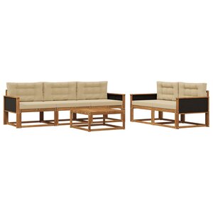 vidaXL Ensemble de canapés d'extérieur 6 Pièces Naturel et Beige