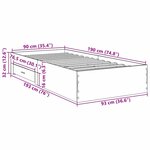 Lit de cadre vidaXL en chêne Sonoma 90x190 cm en bois d'ingénierie