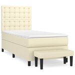 vidaXL Sommier à lattes de lit avec matelas Crème 100x200cm Similicuir