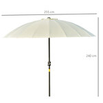 Parasol inclinable rond avec manivelle métal fibre de verre Ø 2 55 m polyester haute densité beige