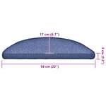 vidaXL Tapis d'escalier 30 pièces 56 x 17 x 3 cm Bleu Demi-rond
