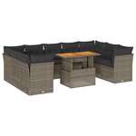 vidaXL Salon de jardin avec coussins 10 Pièces gris résine tressée