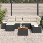 vidaXL Ensemble de canapé de jardin 7 Pièces Noir et blanc