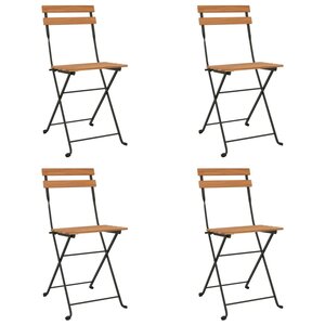 vidaXL Chaises de bistrot pliantes lot de 4 Bois teck solide et acier