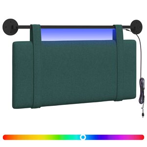 vidaXL Tête de lit suspendue Avec lumière LED Vert foncé Tissu