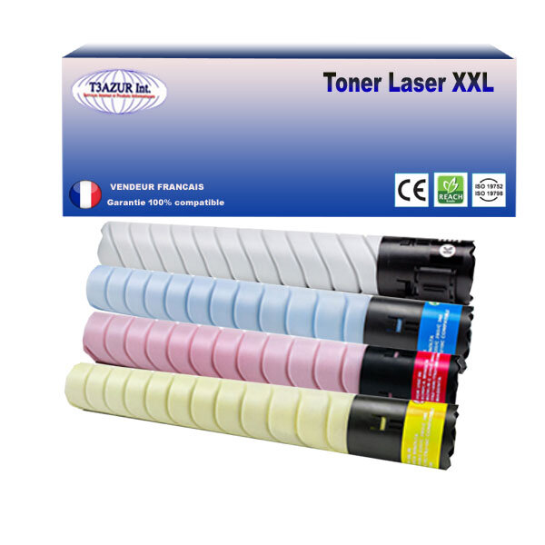Lot de 4 toner compatibles avec ricoh aficio mpc3503  mpc3503sp  mpc3504 (noir+couleur)- t3azur