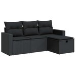 vidaXL Salon de jardin 4 Pièces avec coussins noir résine tressée
