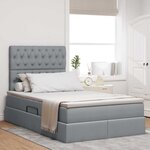 vidaXL Lit avec rangement et matelas Gris clair 120 x 190 cm tissu