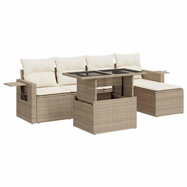 vidaXL Salon de jardin avec coussins 6 Pièces beige résine tressée