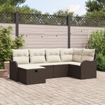 vidaXL ensemble de canapés de jardin 6 pièces avec coussins marron rattan poly