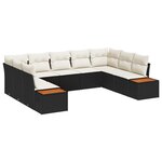 vidaXL - Ensemble de canapés de jardin 9 pièces avec coussins - Rattan poly noir et acacia
