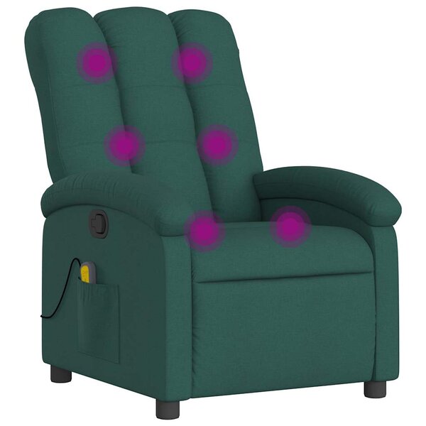 vidaXL Fauteuil de massage inclinable Vert foncé Tissu