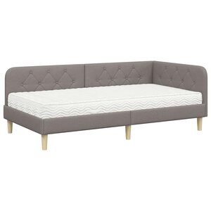 vidaXL Cadre de lit d'angle Taupe 90 x 190 cm tissu