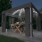 vidaXL Tonnelle avec rideau et guirlande lumineuse LED 3x3m Anthracite