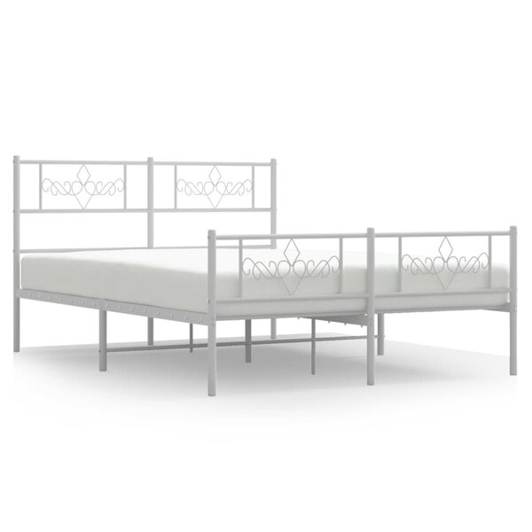vidaXL Cadre de lit métal avec tête de lit/pied de lit blanc 120x190cm