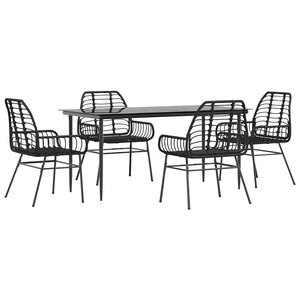 vidaXL Ensemble à manger de jardin 5 Pièces noir résine tressée verre