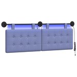vidaXL Tête de lit suspendue Avec lumière LED Bleu denim Tissu