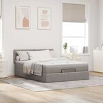 vidaXL Lit ottoman avec matelas et LED taupe 140x190 cm tissu