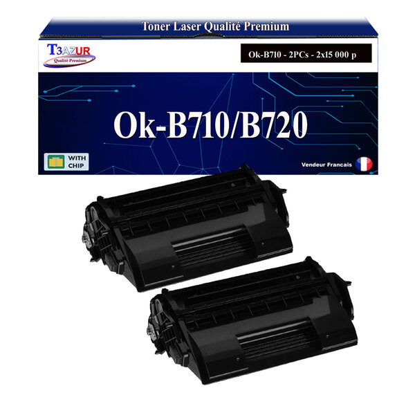 T3AZUR - 2x Toners compatibles avec Oki B710  B720DN  B720N  B730  B730DN  B730N