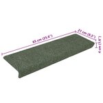 vidaXL Tapis d'escalier autocollants 15 pièces 65 x 21 x 4 cm Vert Bord rectangulaire