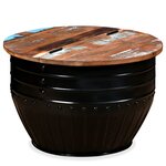vidaXL Table basse Bois de récupération massif Forme de baril Noir
