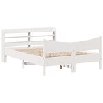vidaXL Cadre de lit avec tête de lit blanc 135x190 cm bois pin massif