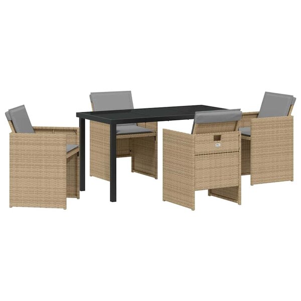 vidaXL Ensemble de salle à manger pour jardin 5 Pièces Beige Poly rotin