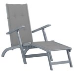 vidaXL Chaise de terrasse avec repose-pied et coussin Acacia solide