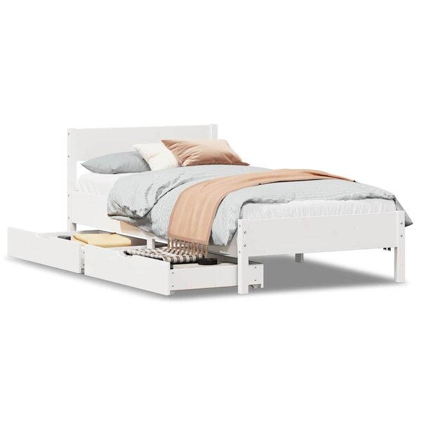 vidaXL Cadre de lit sans matelas blanc 90x200 cm bois de pin massif
