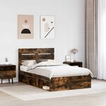 vidaXL Cadre de lit Chêne fumé 120 x 190 cm Bois de pin massif