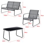 Salon de jardin de 4 meubles acier PVC noir gris foncé 03_0008241
