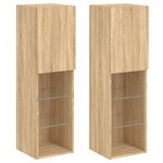 vidaXL Meubles TV avec lumières LED 2 Pièces chêne sonoma 30 5x30x102 cm