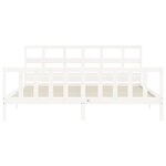 vidaXL Cadre de lit avec tête de lit blanc Super King Size bois massif