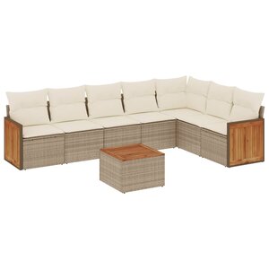 vidaXL Salon de jardin avec coussins 8 Pièces beige résine tressée