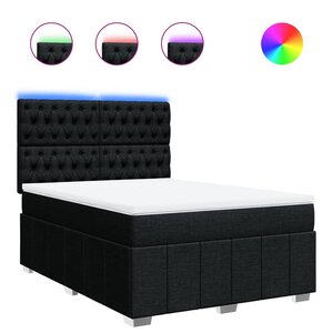vidaXL Sommier à lattes de lit avec matelas Noir 140x190 cm Tissu