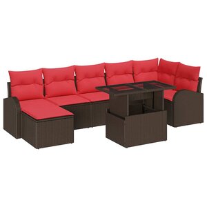 vidaXL Ensemble de canapé de jardin 8 pc Marron Poly rotin
